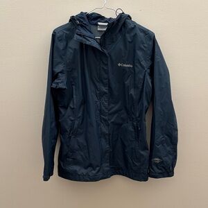Columbia Dark Blue Hooded Rain Jacket